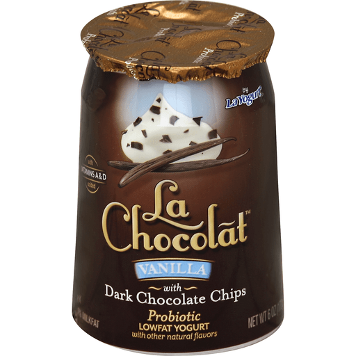 slide 1 of 1, La Chocolat Vanilla Probiotic Low Fat Yogurt With Dark Chocolate Chips, 6 oz