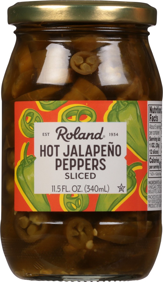 slide 2 of 9, Roland Sliced Hot Jalapeno Peppers 11.5 fl oz, 11.5 fl oz