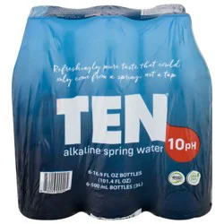 Ten 10 pH Alkaline Spring Water 6 - 16.9 fl oz Bottles