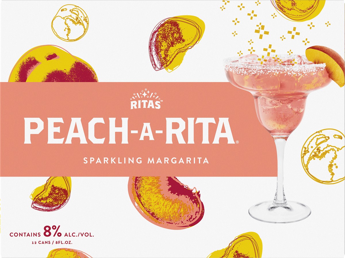 slide 1 of 3, RITAS Peach-A-Rita Sparkling Margarita 12 ea, 12 ct; 8 oz