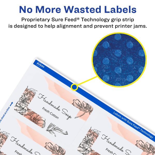 slide 6 of 7, Avery Print-To-The-Edge Labels, 22890, 2" X 3", Glossy White, 8 Labels Per Sheet, Pack Of 10 Sheets, 10 ct