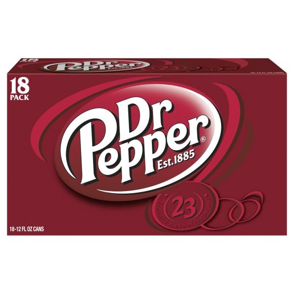 slide 1 of 3, Dr Pepper Soda, 18 ct