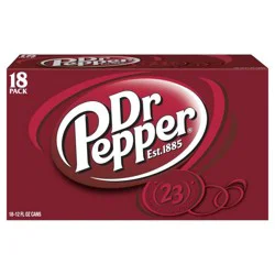 Dr Pepper Soda, 12 fl oz cans, 18 pack