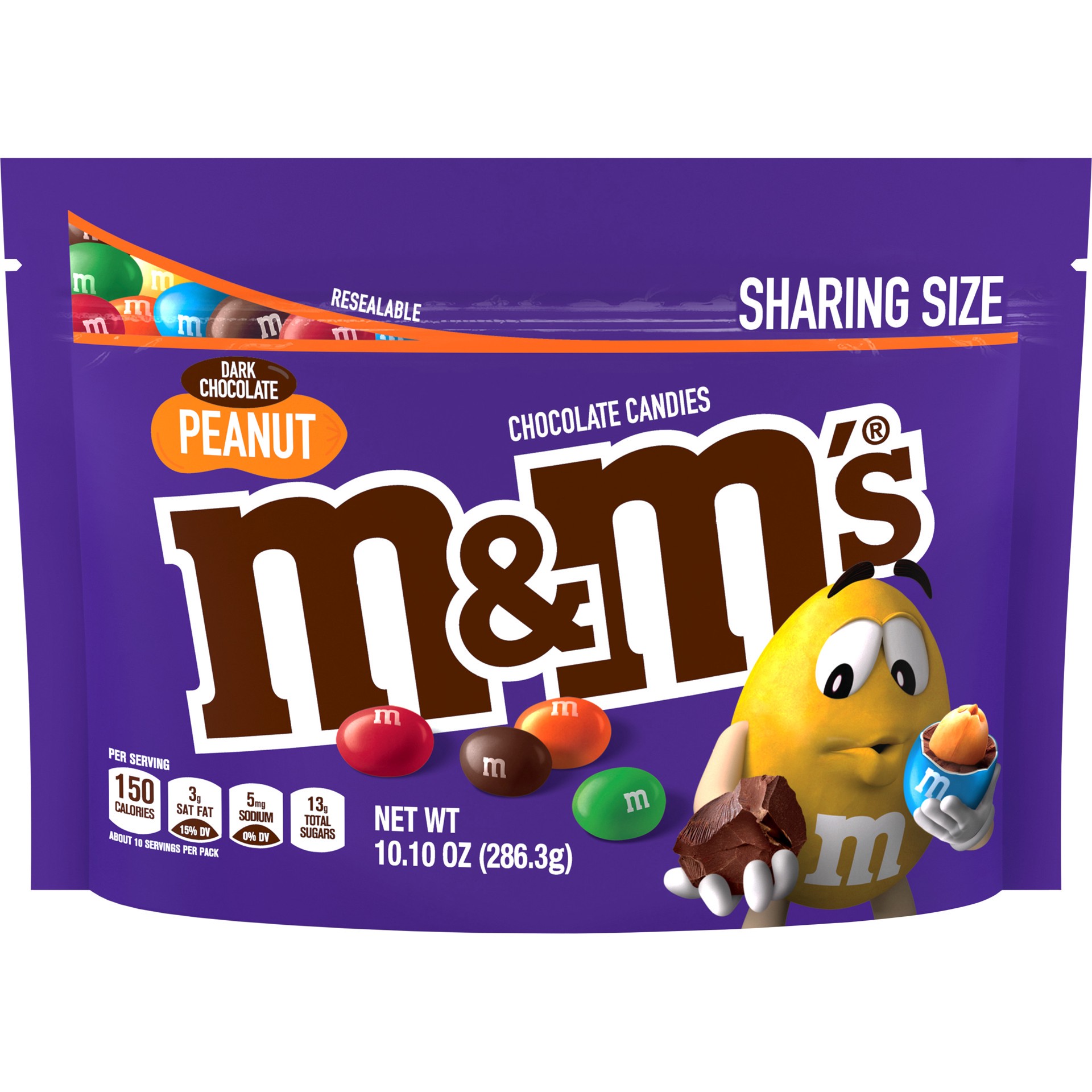 slide 1 of 7, M&M's Peanut Dark Chocolate Candy, Sharing Size, 10.1 oz Bag, 10.1 oz