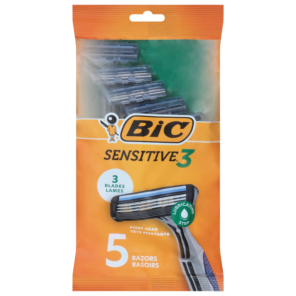 slide 3 of 4, BIC Senstive 3 Pivot Head 3 Blades Razors 5 ea, 5 ct
