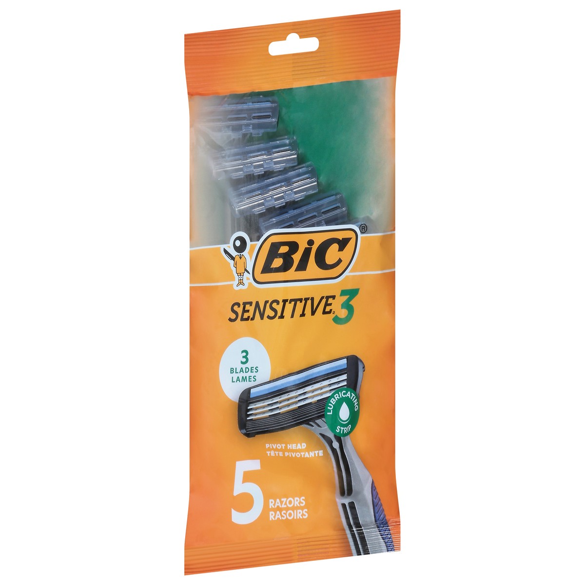 slide 4 of 4, BIC Senstive 3 Pivot Head 3 Blades Razors 5 ea, 5 ct