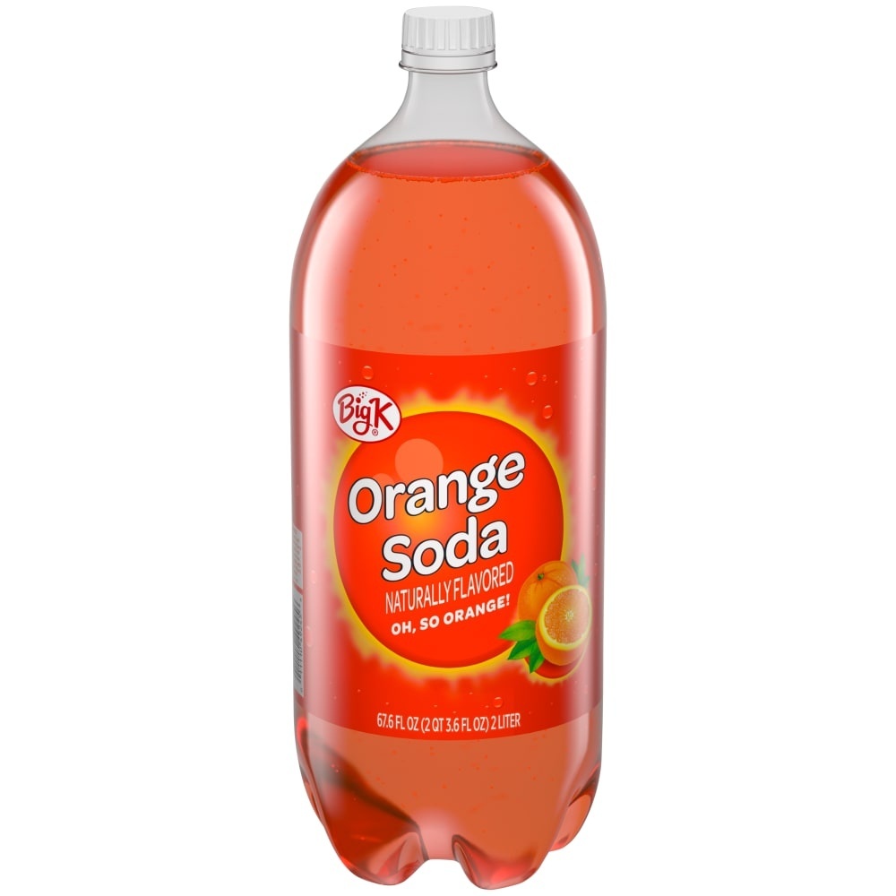 slide 1 of 1, Big K Orange Soda, 2 liter