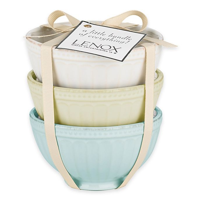 slide 1 of 1, Lenox French Perle Groove Mini Everything Bowls - White/Pistachio/Ice Blue, 3 ct