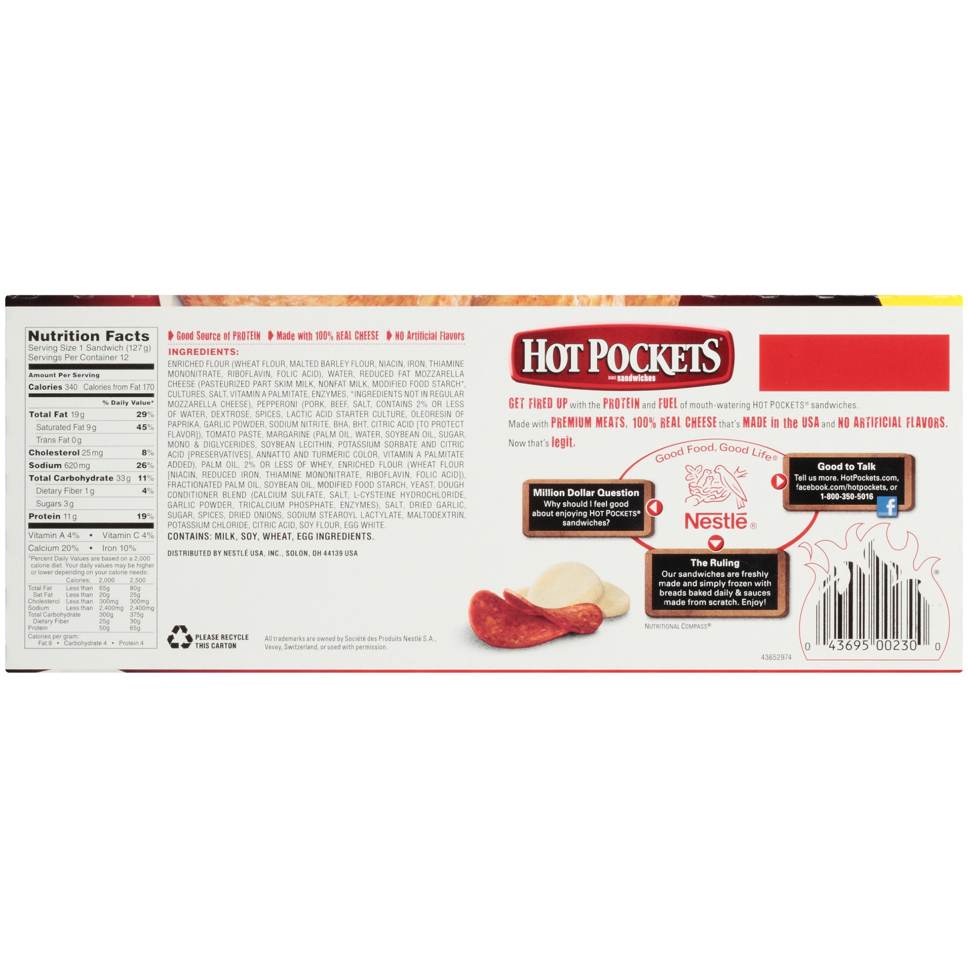 slide 4 of 10, HOT POCKETS Frozen Snack - Pepperoni Pizza Frozen Sandwiches 12 ct Box, 54 oz