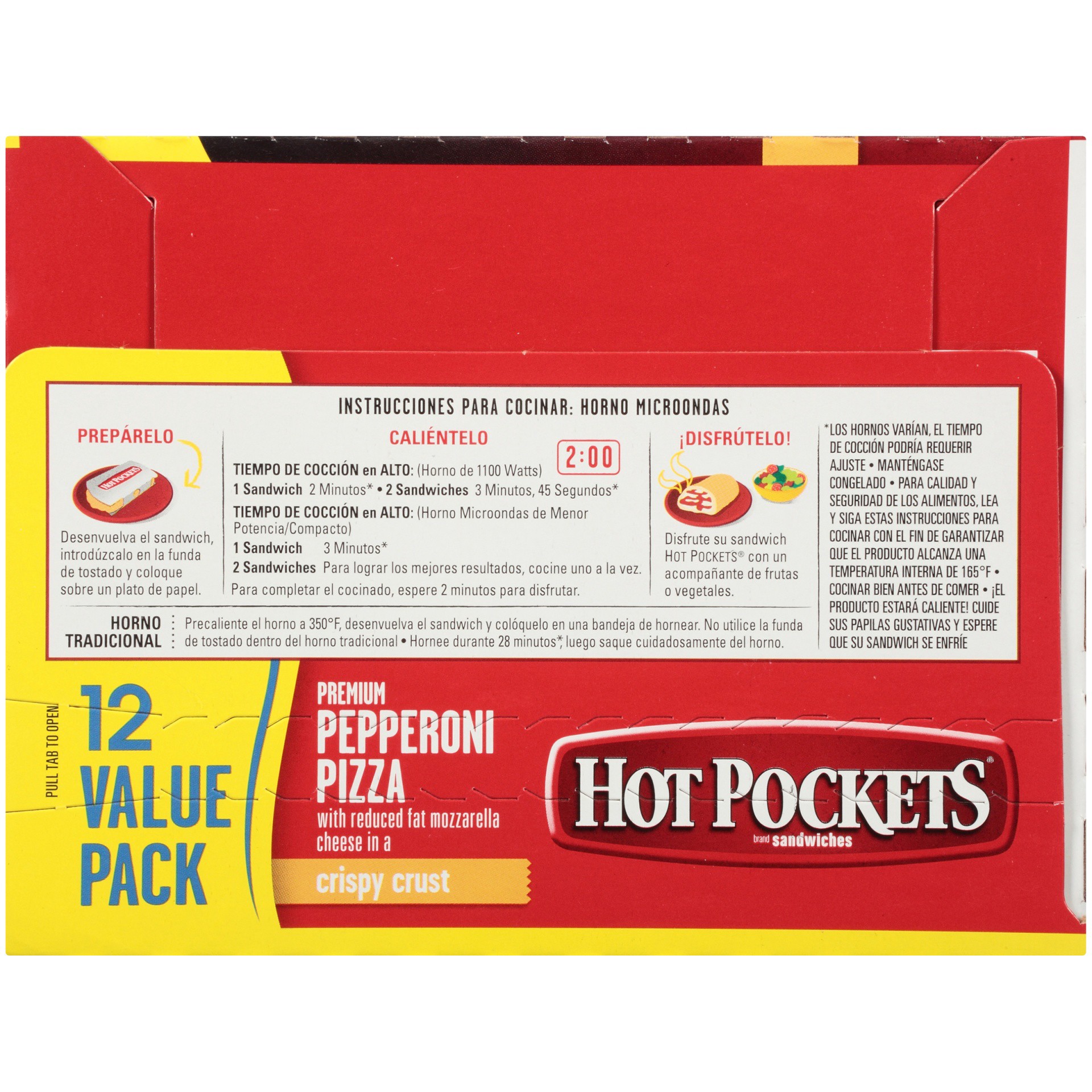 slide 3 of 10, HOT POCKETS Frozen Snack - Pepperoni Pizza Frozen Sandwiches 12 ct Box, 54 oz