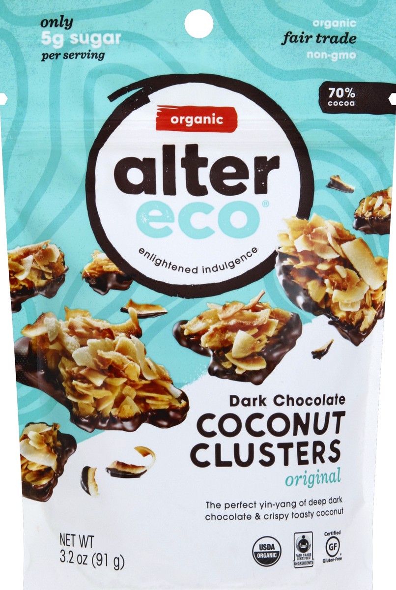 slide 2 of 2, Alter Eco Dark Chocolate Coconut Clusters, 3.2 oz