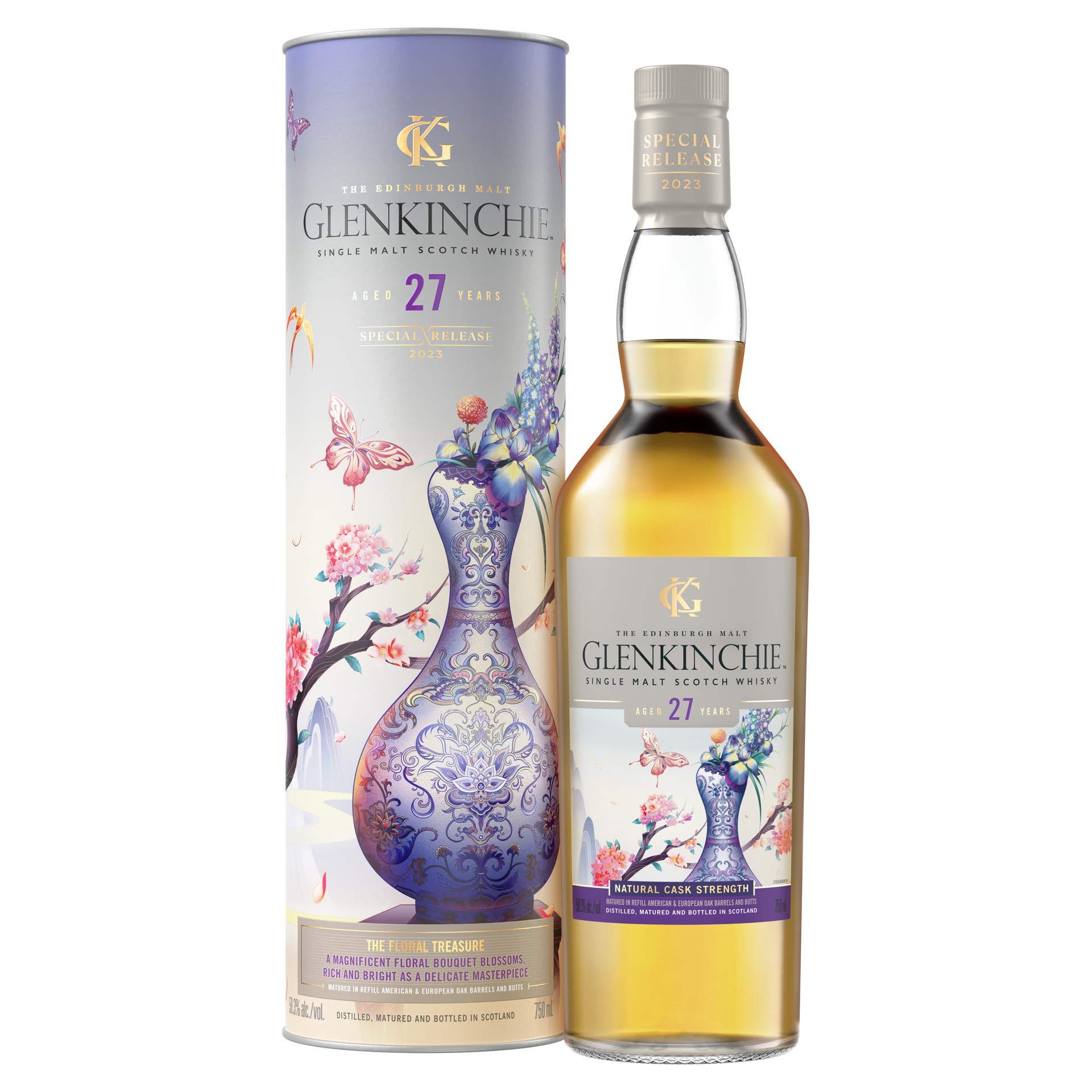 slide 4 of 5, Glenkinchie The Floral Treasure 27 Year Old Single Malt Scotch Whisky, 750 mL, 750 ml
