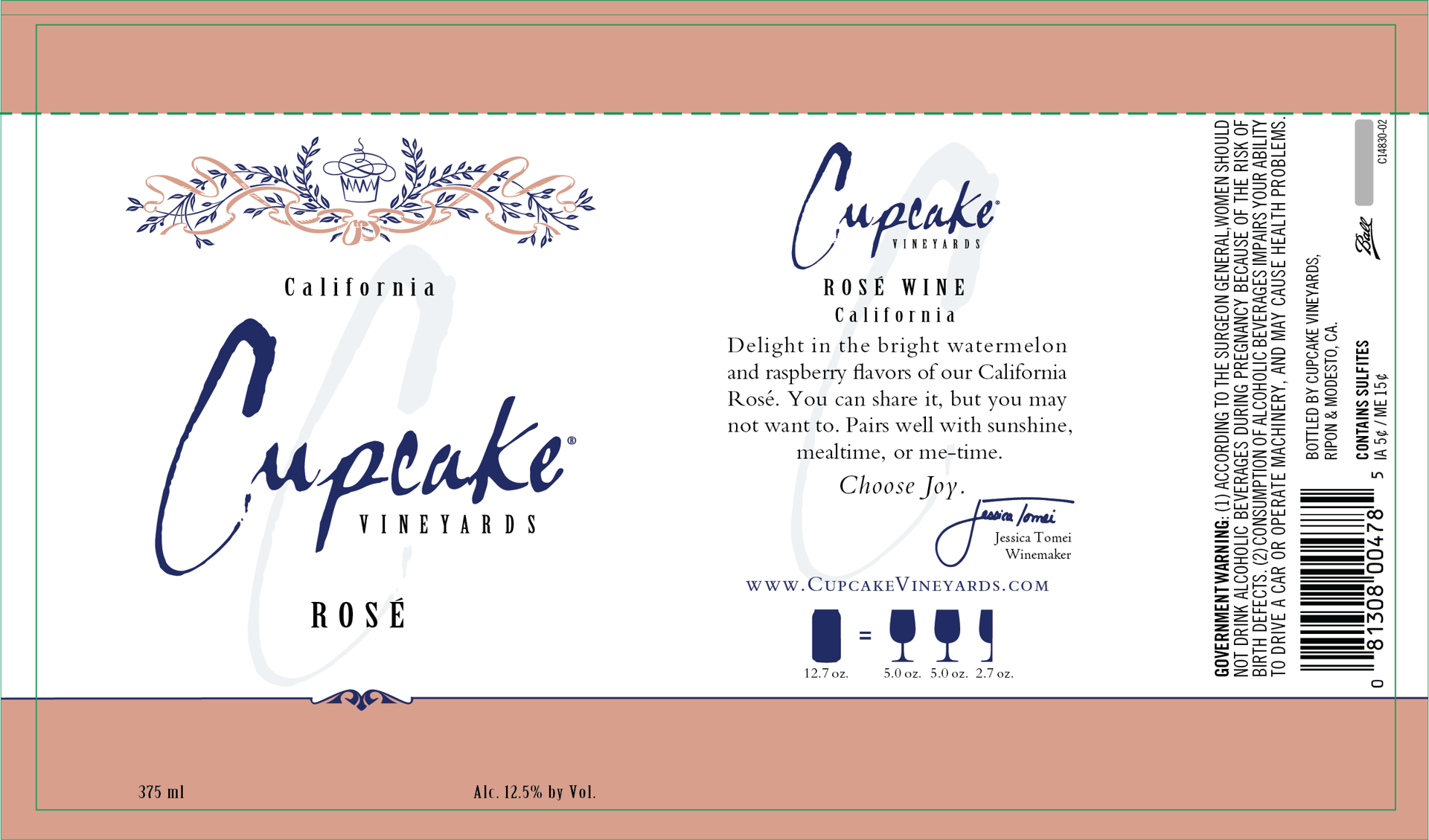slide 5 of 5, Cupcake Vineyards Rosé Wine, 375mL Can, 375 ml