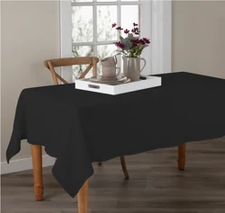 Room & Retreat, Textured Woven, Tablecloth, 60 In X 102 In, Black