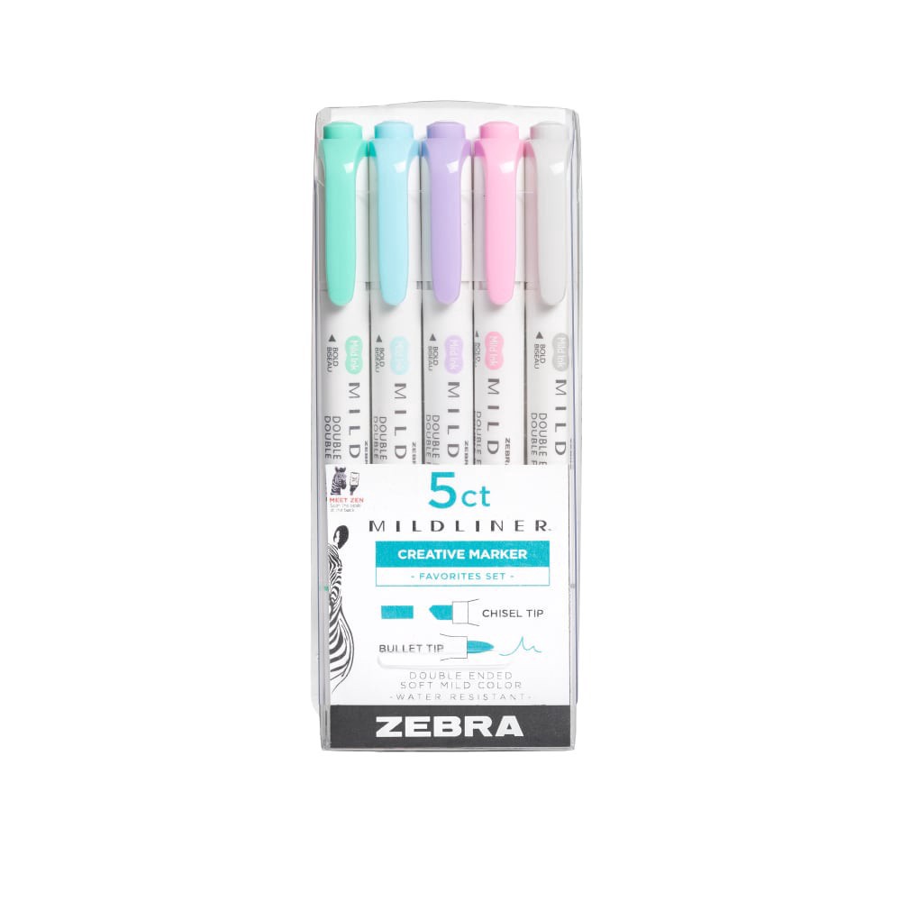 slide 1 of 6, Zebra Mildliner Creative Marker Set 5Pc Favorite, 1 ct