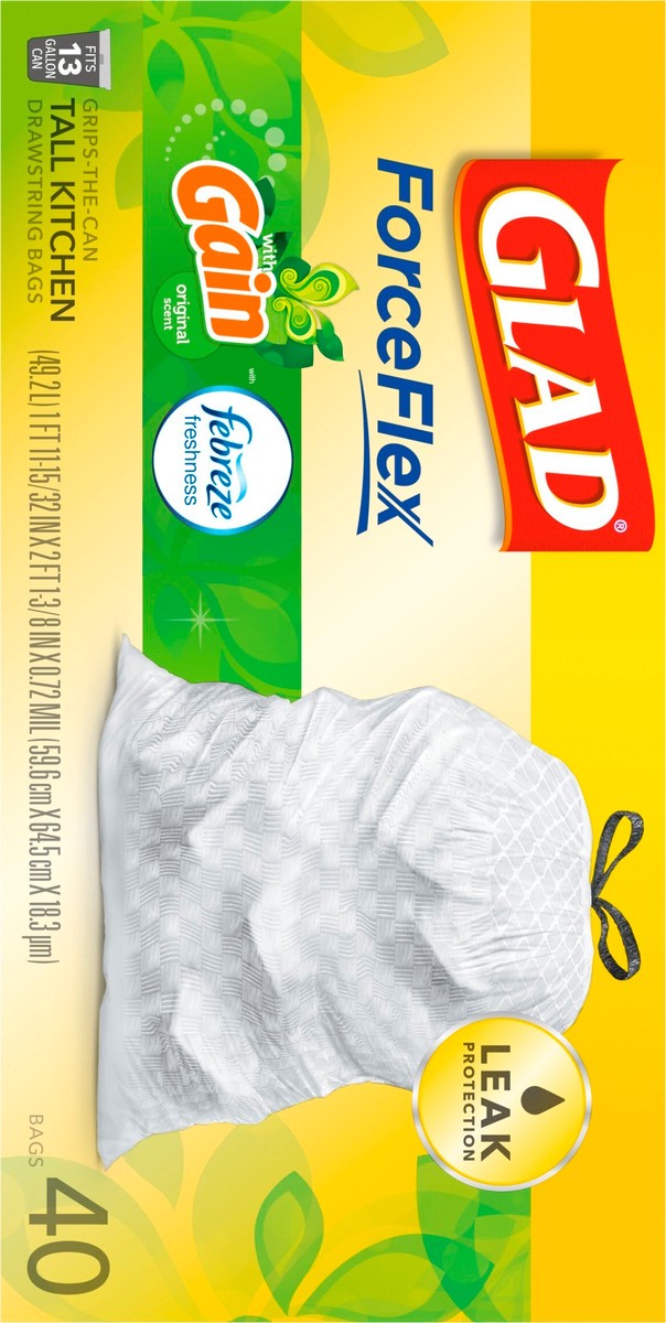 slide 9 of 9, Glad Febreze Freshness Gain Original Scent Tall Kitchen Drawstring Trash Bags, 