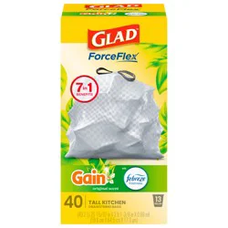 Glad Force Flex Drawstring Gain Original Odor Shield 13 Gallon 40ct