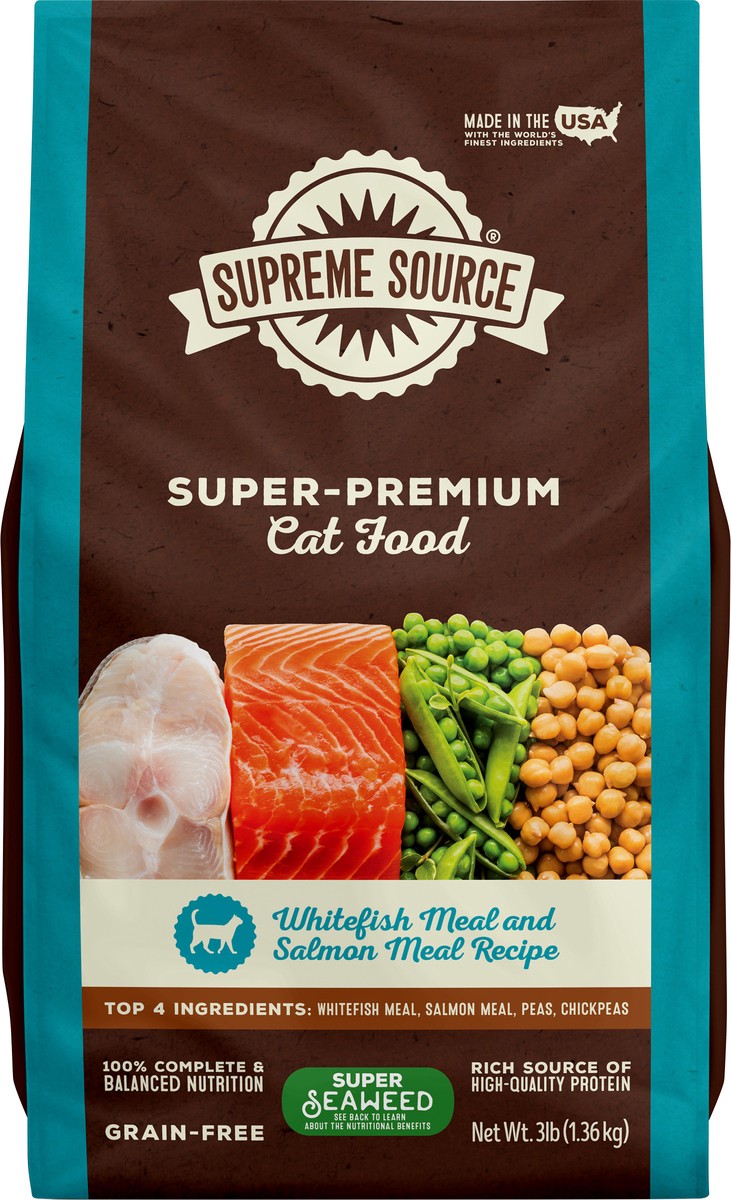 slide 5 of 8, Supreme Source Grain-Free Super-Premium Whitefish Meal and Salmon Meal Recipe Cat Food 3 lb, 3 lb