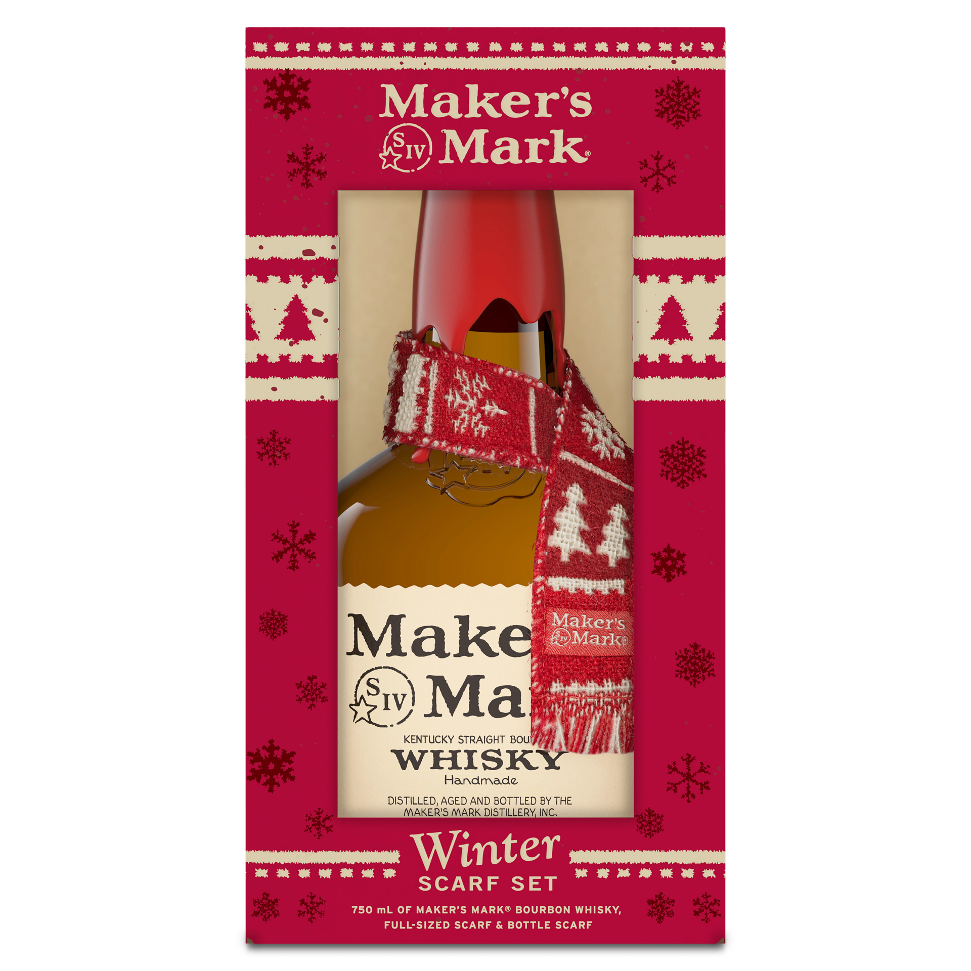 slide 2 of 2, Maker's Mark Kentucky Straight Bourbon Whisky 750 ml with Holiday Scarf Set, 750 ml