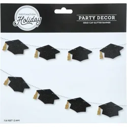 Destination Holiday 2026 Graduation Caps Glitter Banner