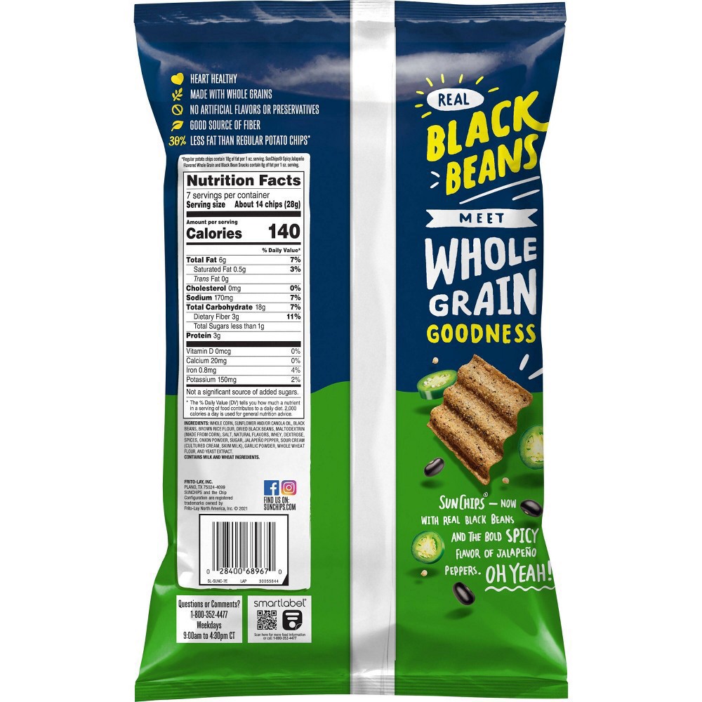 slide 5 of 5, SunChips Whole Grain and Black Bean Snacks, 7 oz