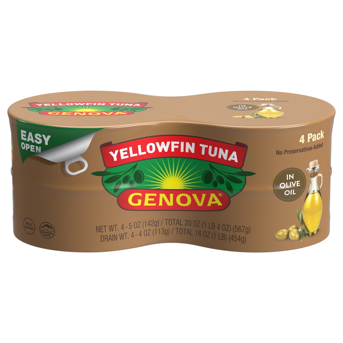 slide 1 of 8, Genova Premium Yellowfin Tuna in Olive Oil 4 - 5 oz cans, 4 ct