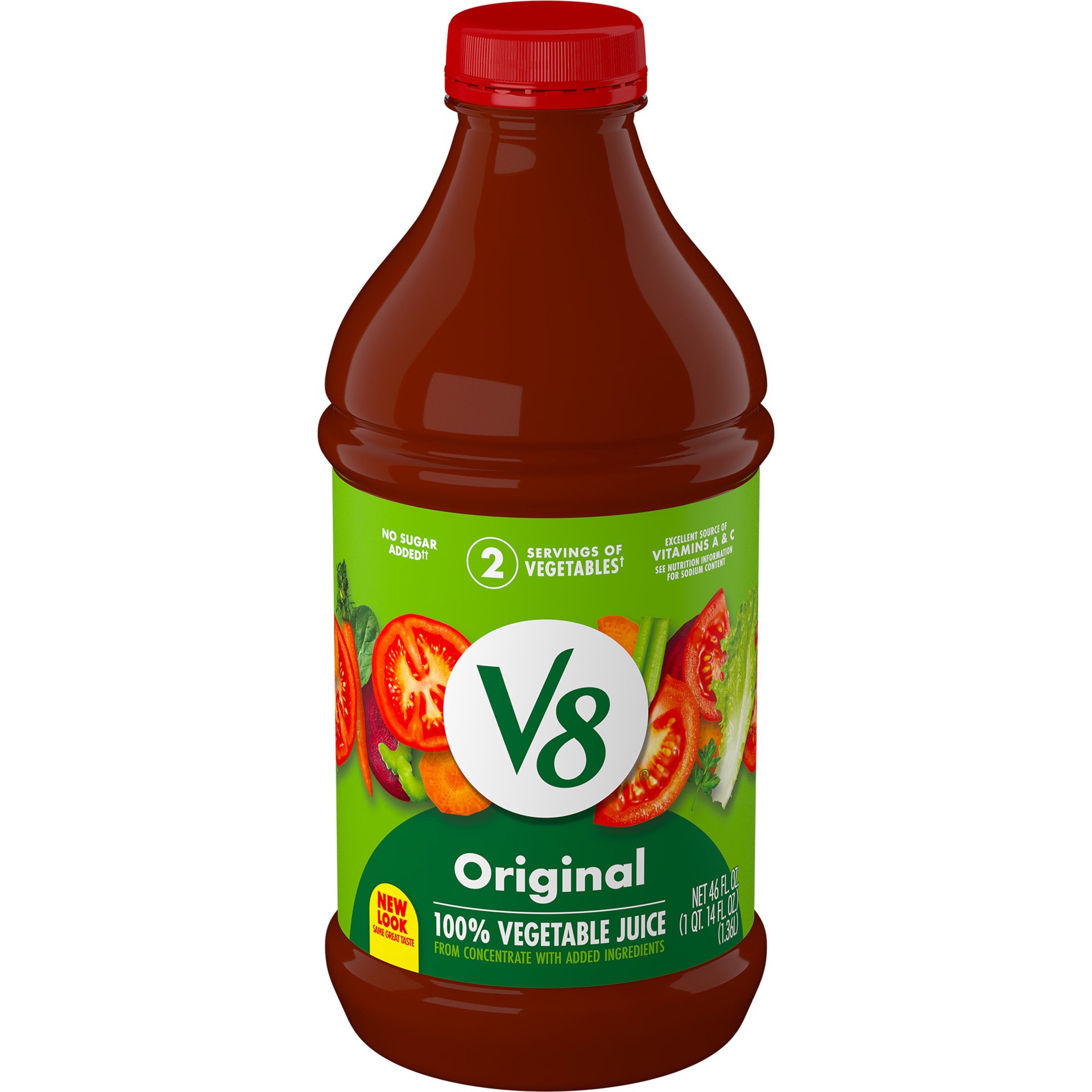 slide 1 of 1, V8 Original 100% Vegetable Juice, 46 fl oz Bottle, 46 oz