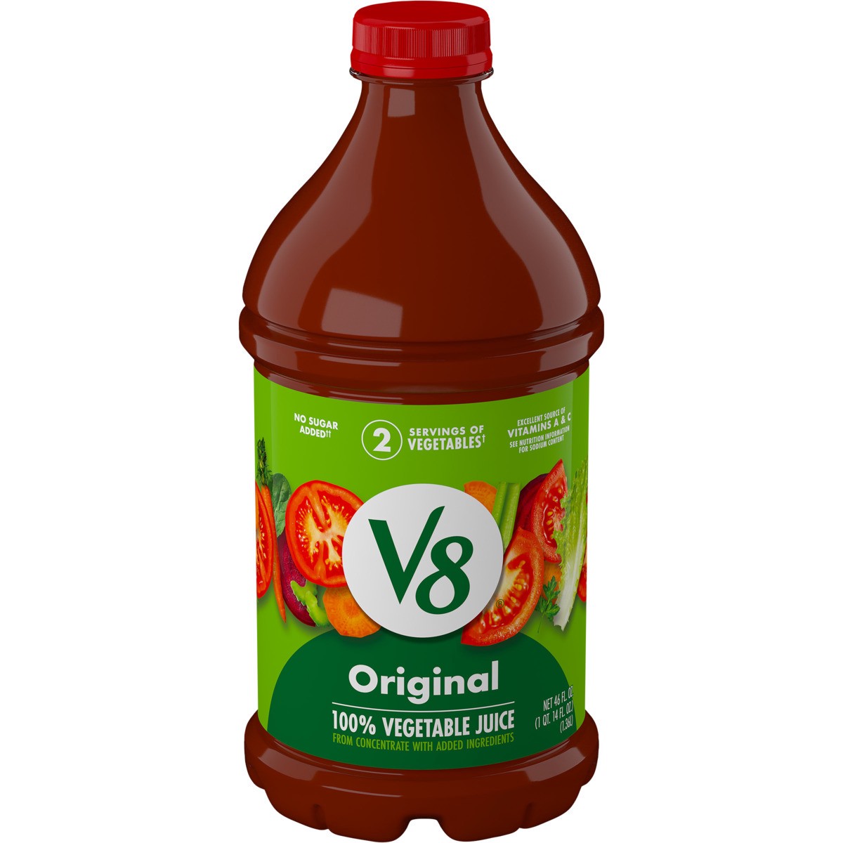 slide 1 of 1, V8 Original 100% Vegetable Juice, 46 fl oz Bottle, 46.000 fl oz