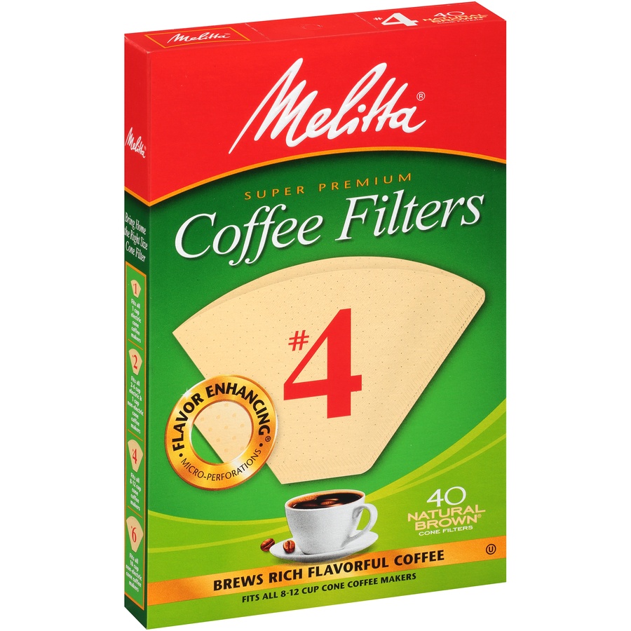 slide 2 of 6, Melitta Super Premium Size #4 Natural Brown Cone Coffee Filters, 40 ct