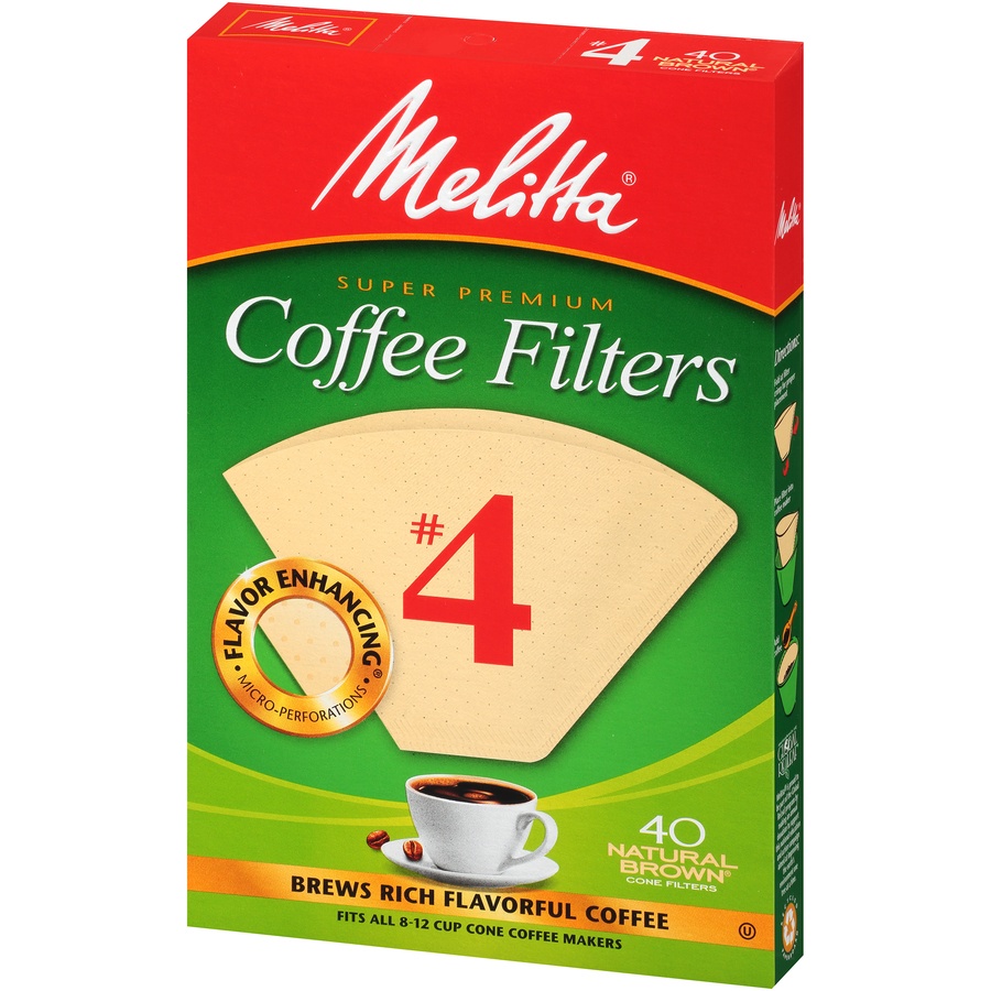 slide 3 of 6, Melitta Super Premium Size #4 Natural Brown Cone Coffee Filters, 40 ct