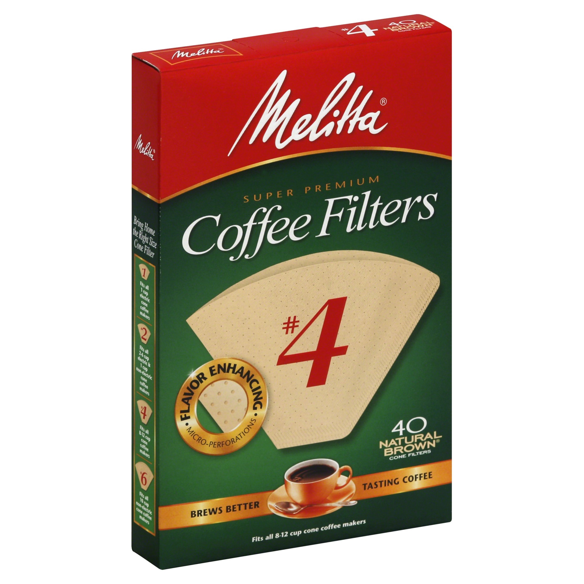 slide 1 of 6, Melitta Super Premium Size #4 Natural Brown Cone Coffee Filters, 40 ct
