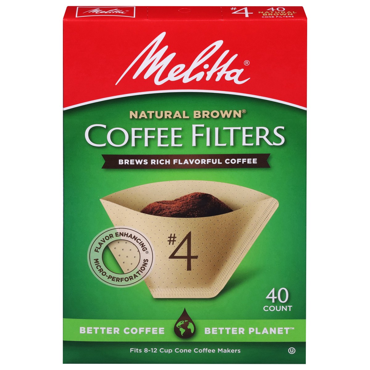 slide 1 of 9, Melitta Natural Cone Coffee Filters 40Ct, 40 ct