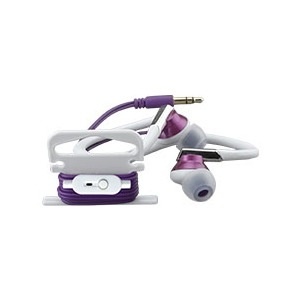 slide 1 of 1, iHome iB11WU2-in-1 Sport Earbuds and Removable Earhooks, White/Purple, 1 ct