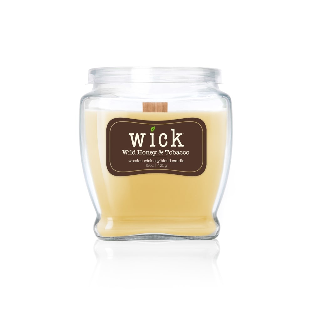 slide 1 of 1, Wick Wild Honey & Tobacco Wooden Wick Soy Blend Candle - Yellow, 15 oz