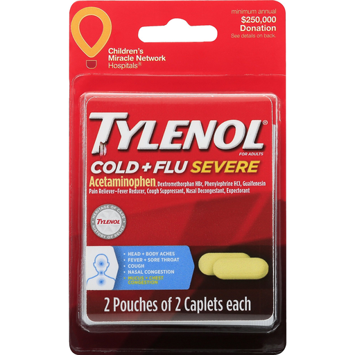 slide 1 of 6, Tylenol Cold Flu Caps, 4 ct