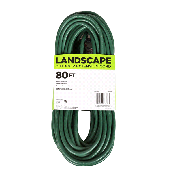 slide 5 of 5, Outdoor 16/3 SJTW Extension Cord - Green, 80 ft