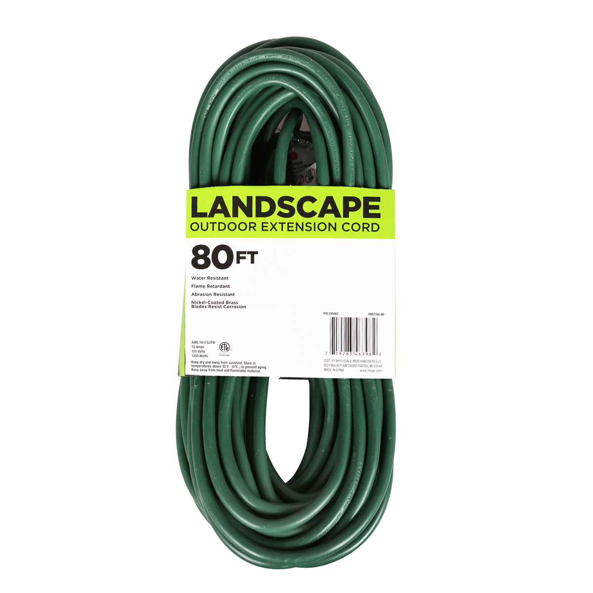 slide 3 of 5, Outdoor 16/3 SJTW Extension Cord - Green, 80 ft