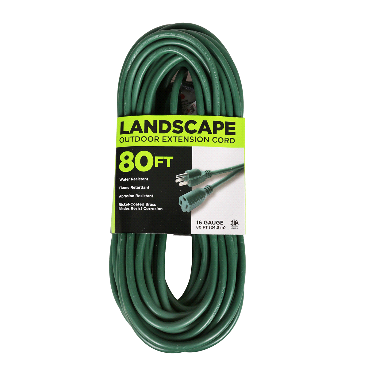 slide 1 of 5, Outdoor 16/3 SJTW Extension Cord - Green, 80 ft