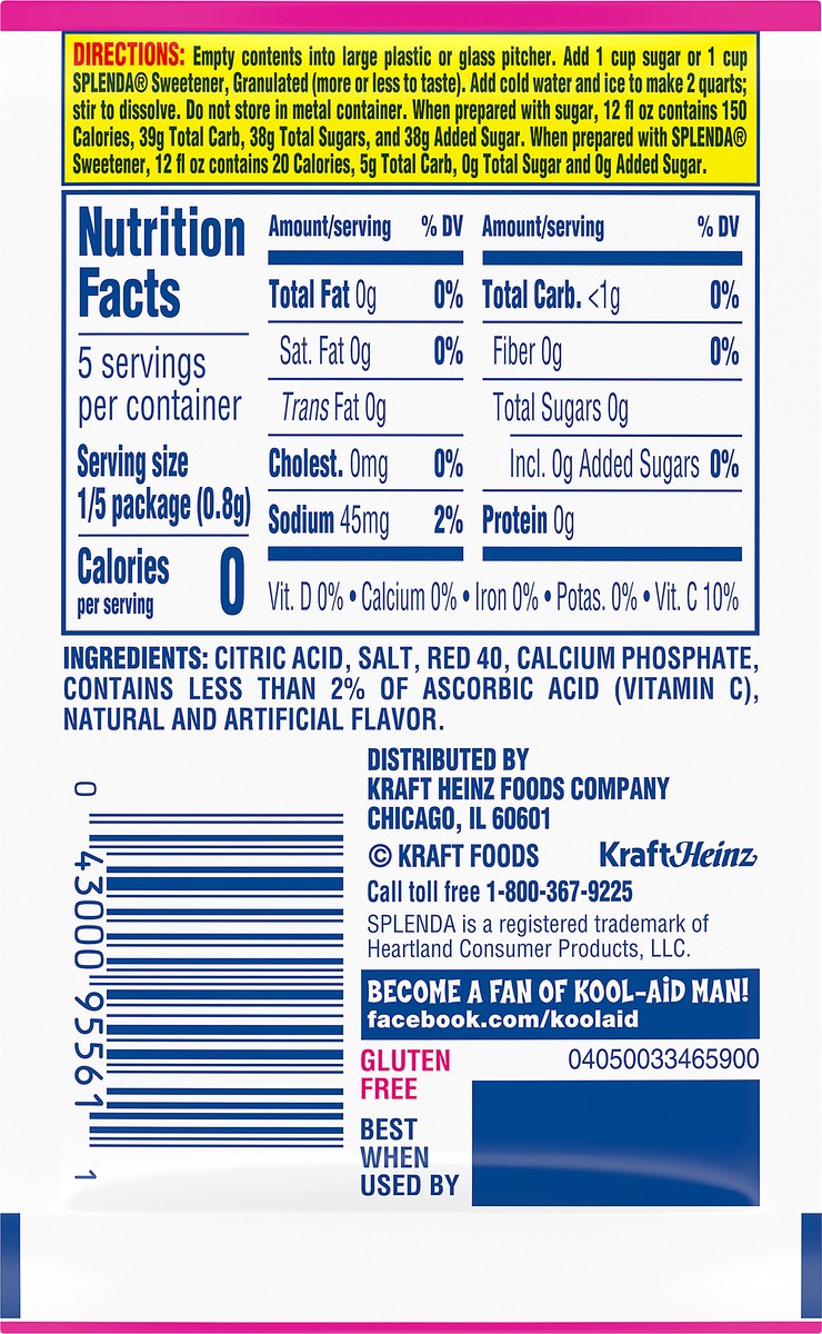 slide 8 of 9, Kool-Aid Unsweetened Strawberry Artificially Flavored Powdered Soft Drink Mix, 0.14 oz Packet, 0.14 oz