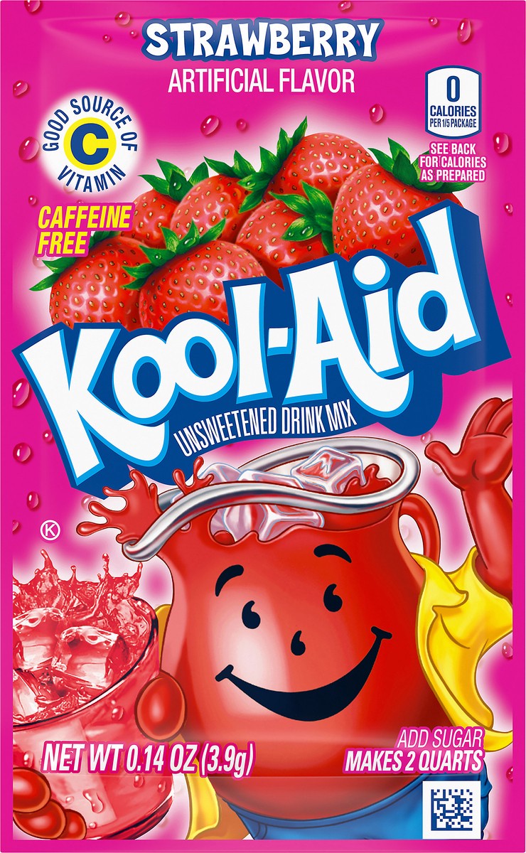 slide 5 of 9, Kool-Aid Unsweetened Strawberry Artificially Flavored Powdered Soft Drink Mix, 0.14 oz Packet, 0.14 oz