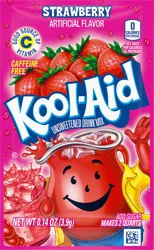 Kool-Aid Unsweetened Strawberry Artificially Flavored Powdered Soft Drink Mix, 0.14 oz Packet