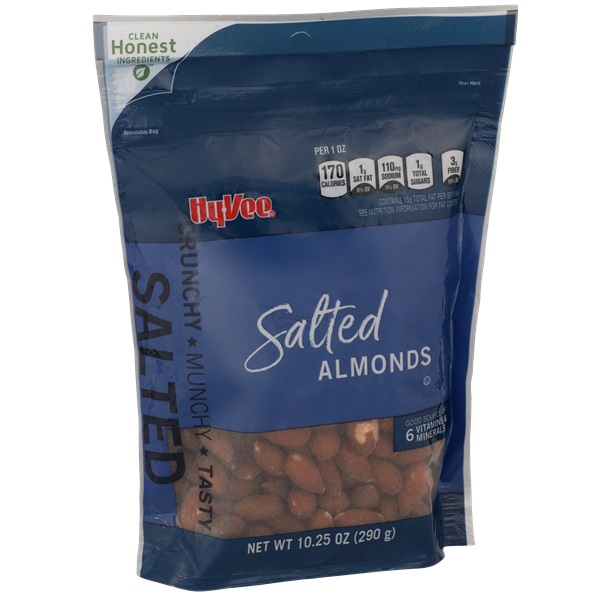 slide 1 of 1, Hy-vee Salted Almonds, 10.25 oz
