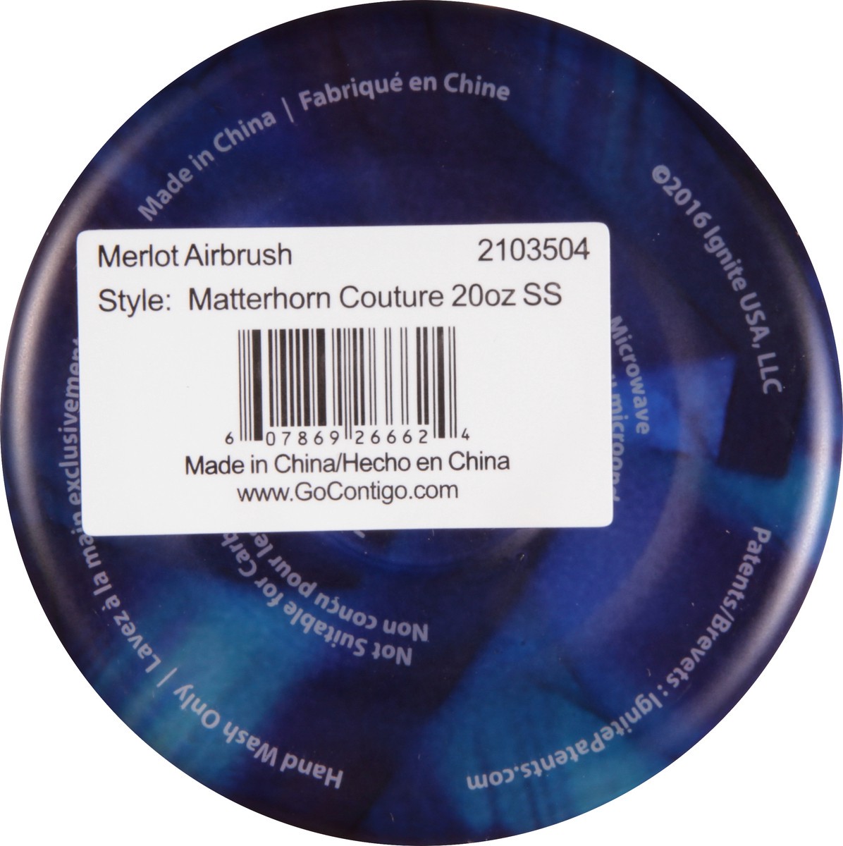 slide 7 of 9, Contigo 20 Ounce Matterhorn Couture Merlot Airbrush Leak-Proof Water Bottle 1 ea, 1 ea