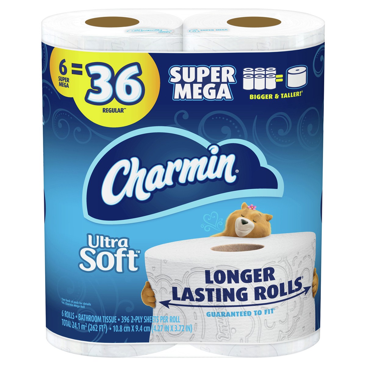 slide 1 of 5, Charmin Ultra Soft Bath Tissue Super Mega 6Ct, 6 ct