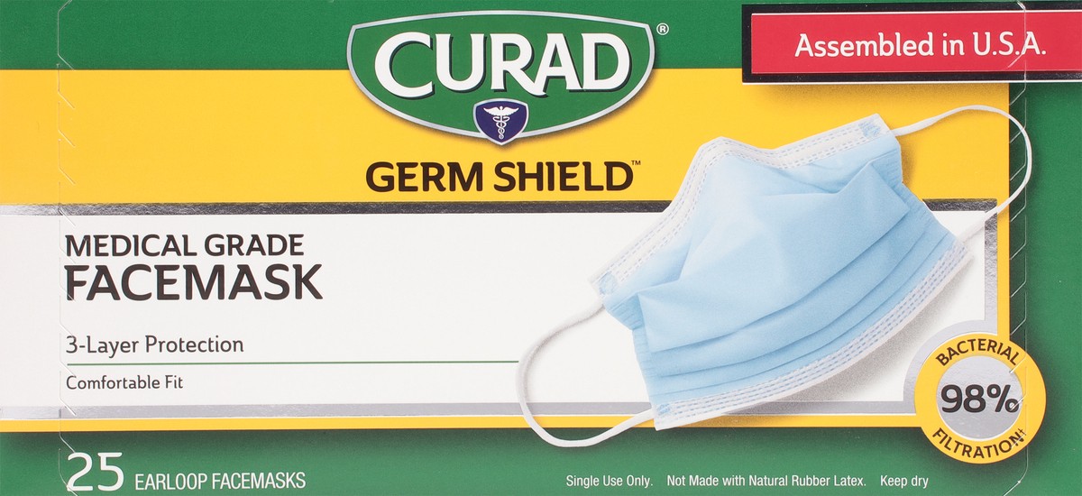 slide 5 of 11, Curad Germ Shield Earloop Medical Grade Face Mask 25 ea, 25 ct