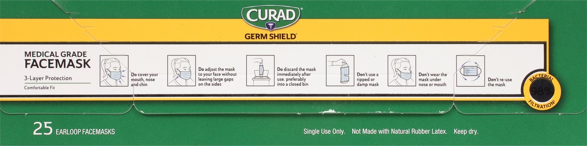 slide 7 of 11, Curad Germ Shield Earloop Medical Grade Face Mask 25 ea, 25 ct