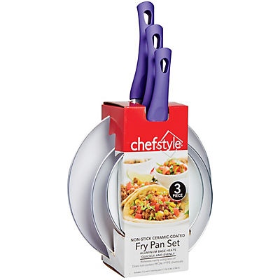 slide 1 of 1, chefstyle Fry Pan Purple Set, 3 ct