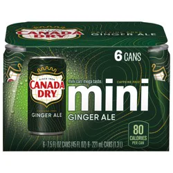 Canada Dry Ginger Ale Soda, 7.5 fl oz cans, 6 pack