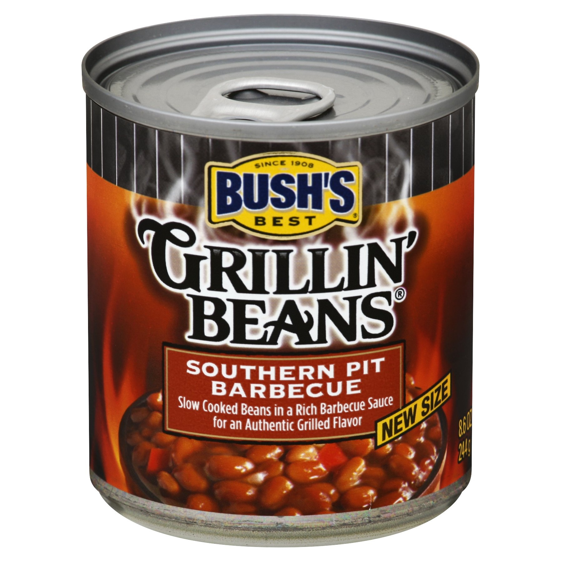 slide 1 of 6, Bush's Best Grillin Beans Southern Pit Barbecue, 8.6 oz