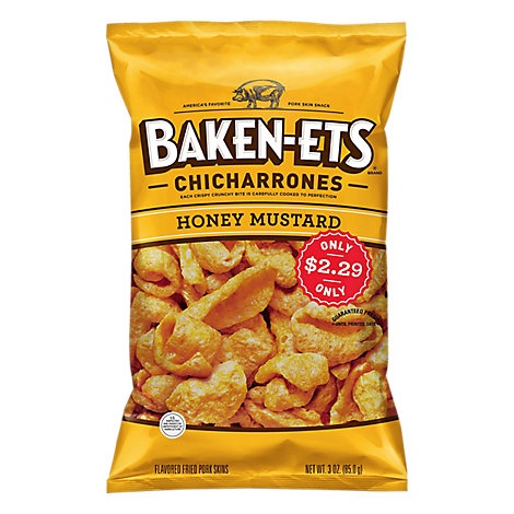 slide 1 of 1, Baken-Ets Fried Pork Skins Honey Mustard, 3 oz